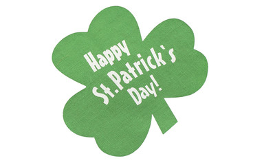 Happy St Patrick's Day green rag clover on isolated white