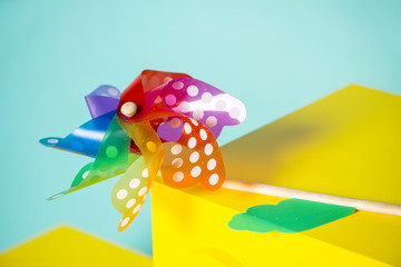 Colorful pinwheel on backgrouund 