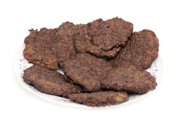 cutlets of liver on a white background