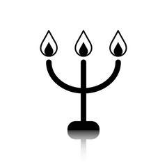 Fototapeta premium candles on a candlestick icon, vector illustration. Flat design style