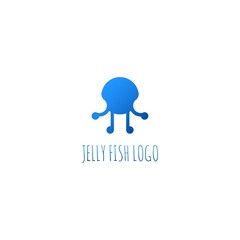 Jellyfish Logo Flat Design with Golden Ratio. Isolated on White Background.