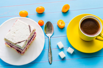 Still life with cup of tea and sweets