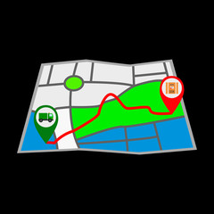 Route of delivery flat icon
