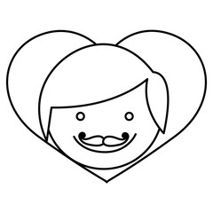 figure face man hairstyle with heart icon, vector illustration