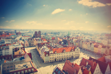 Fototapeta premium photo of wonderful view of beautiful Wroclaw on the clear sky background
