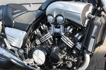 Fototapeta na wymiar An old vintage motorcycle engine