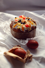 the Easter cake and dyed eggs