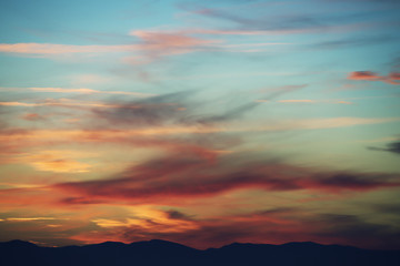 sky and clouds, colorful sunset 