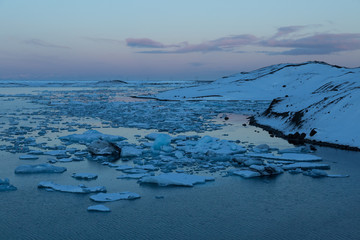 glacial lagoon at sunset, Iceland