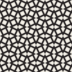 Geometric Ornament With Striped Rhombuses. Vector Seamless Monochrome Pattern