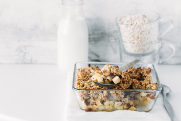 picture of Apple crisp on a white plate