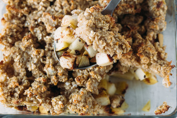 picture of Apple crisp on a white plate