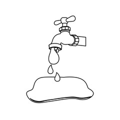 silhouette faucet pouring out water drop icon, vector illustration design