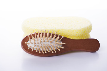 Sponge and hair brush