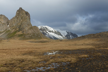 snow streaked mountains in Iceland