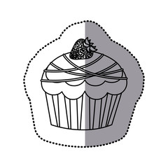 silhouette muffin with chocolate and strawberry icon, vector illustration design
