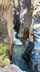 water flow in Gorge of Alcantara river in Sicily