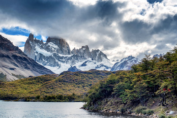 Mount Fitz Roy in Patagonia in Argentina as seen from Laguna Capri
