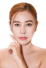 Obraz na płótnie Canvas portrait asia women skincare close up isolated