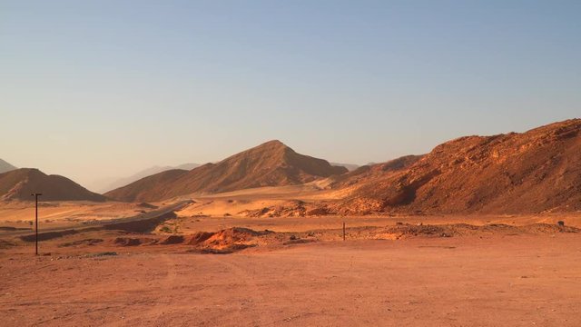 Road through the desert mountains. Sinai Peninsula Egypt