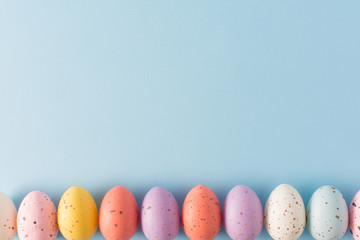 Easter eggs on blue background