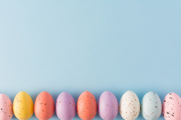 Easter eggs on blue background