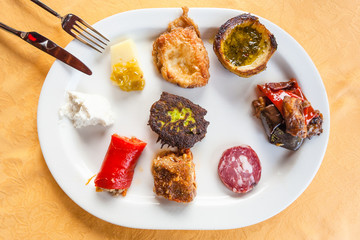 plate with various local sicilian appetizers