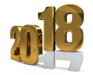 2018 year golden 3d render symbol for sylvester 2018