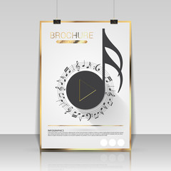 Music brochure cover design. Flyer, poster, booklet template