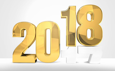 2018 year golden 3d render symbol for sylvester 2018
