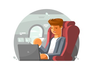 Businessman on plane