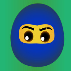Easter ninja and egg. Funny Easter illustration. Illustration of Easter.Cartoon ninja