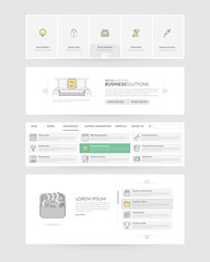 Website templates navigation elements with concept icons.