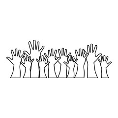 people hands up together icon, vector illustration design