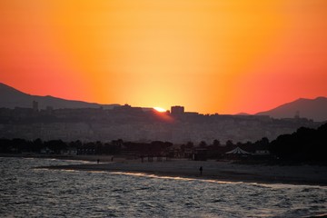 Fototapeta premium Tramonto sul poetto
