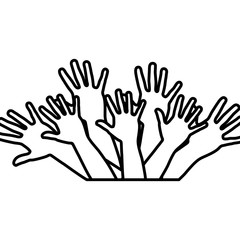 hands up together icon, vector illustration design