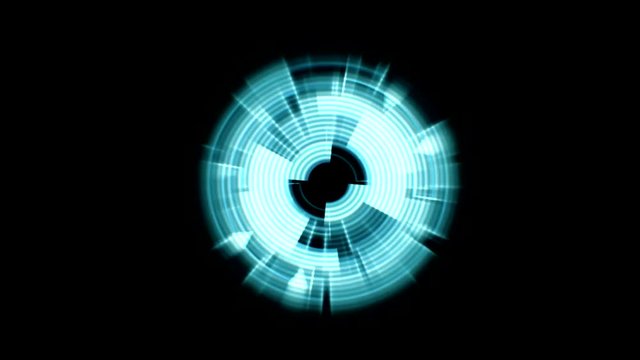 HUD Interface Data Loader Blue Glow Circular Round with Ripple Effect. Alpha Channel.