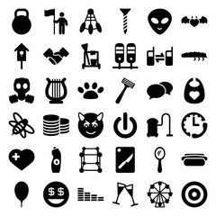 Set of 36 isolated filled icons