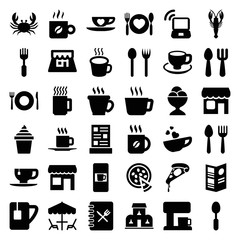 Set of 36 cafe filled icons