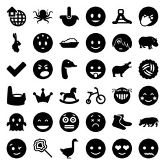 Set of 36 cute filled icons