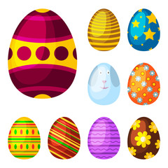 Easter eggs spring colorful celebration decoration holiday vector icons.