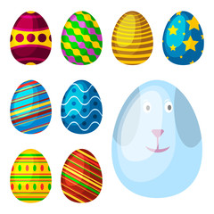 Easter eggs spring colorful celebration decoration holiday vector icons.
