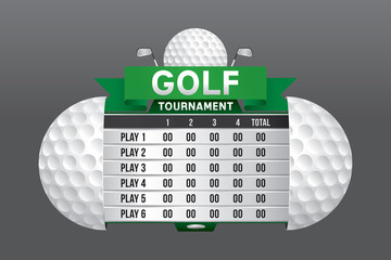 Vector of golf tournament with player and scoreboard.