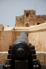 Fototapeta na wymiar Cannon at the cittadella in Victoria Gozo
