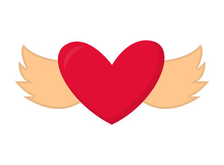Heart with wings vector valentine abstract design illustration.