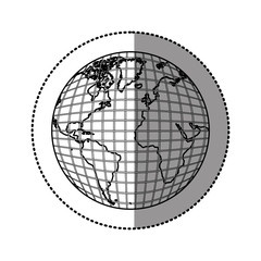 silhouette earth planet map icon, vector illustration design