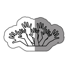 contour hands up together icon, vector illustration design