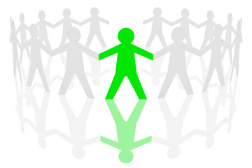 Girotondo di ragazzi. Leader in evidenza.