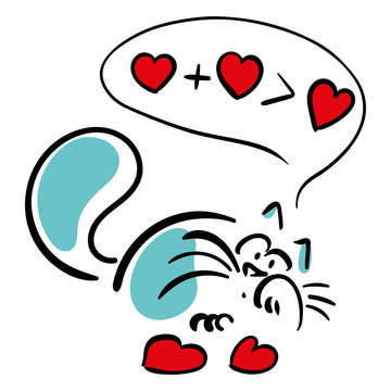 Cat thinks of hearts