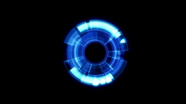 HUD Interface Data Loader Blue Violet Glow Circular Round. With Alpha Channel.